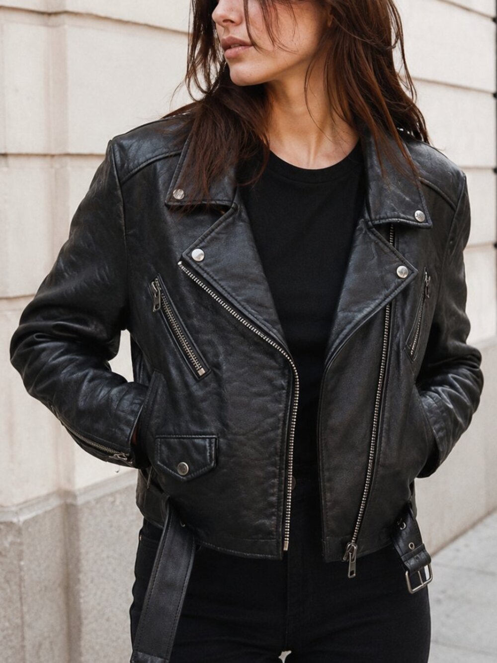 silence + noise Black Faux Leather Moto Jacket